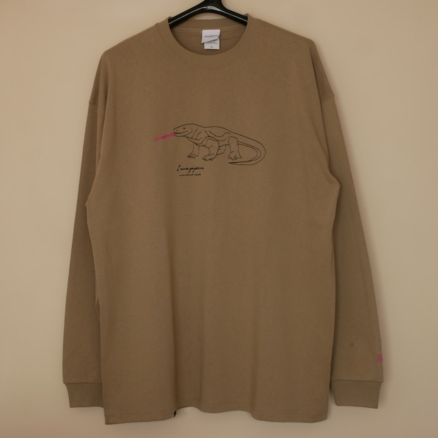 コモドオオトカゲ|Long Sleeve TEE / Khaki / Gray